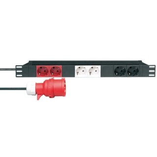 19 1U Mains Power Strip 6 Sockets, 3 Circuits