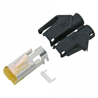 HIROSE RJ45 CAT.6a, 8-pole, plastic-, crimp-male connector, gold plated...