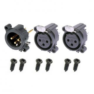 Neutrik XLR GOLD Set 2 x Female, 1 x Male incl. Screws