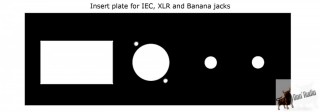 Predrilled Mono aluminum insert-plate 1 x XLR, 2 x Banana, 1 x IEC cut-out