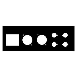 Predrilled Stereo aluminum insert-plate, 2 x XLR, 4 x Banana, 1 x IEC...